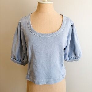 Aerie Seams Right Short Sleeve Sweatshirt in Cloud Wash